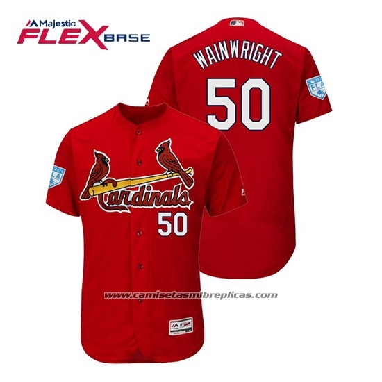Camiseta Beisbol Hombre St. Louis Cardinals Adam Wainwright Flex Base Entrenamiento de Primavera 2019 Rojo